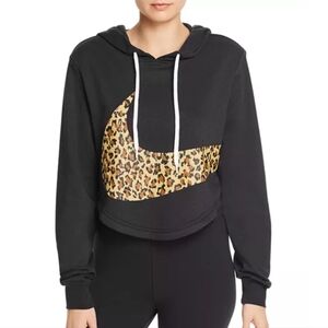 Nike Leopard Logo Cropped Sweatshirt Sz L